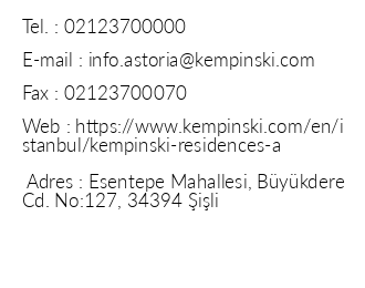 Kempinski Residences Astoria iletiim bilgileri